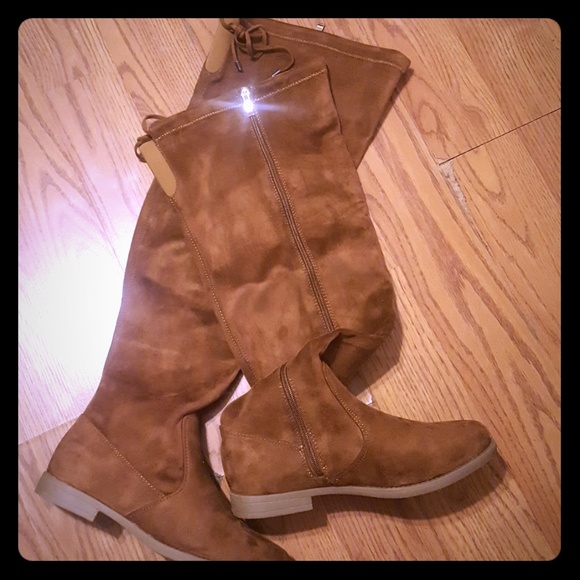 Over The Knee Dark Tan Boots - Picture 1 of 1